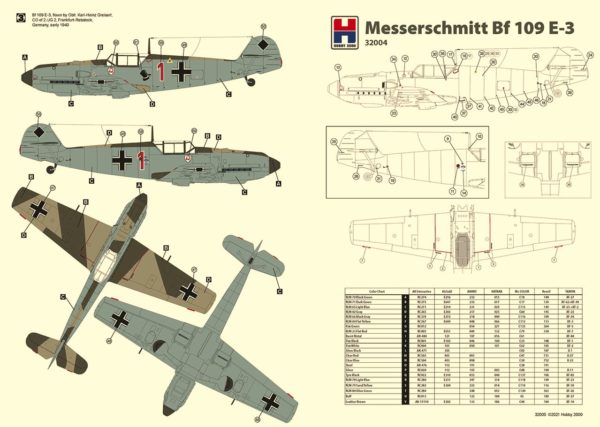 HOBBY 2000 1/32 Messerschmitt Bf 109 E-3 Dragon Kit and Cartograf Decals H2K32004 - Image 2