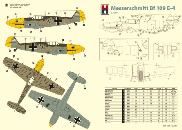 HOBBY 2000 1/32 Messerschmitt Bf 109 E-4 dragon kit and Cartograf H2K32005 - Image 2