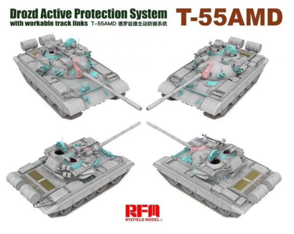 Rye Field UK Core Range 5091 1:35 T-55AMD Drozd Active Protection System Model Kit - Image 3