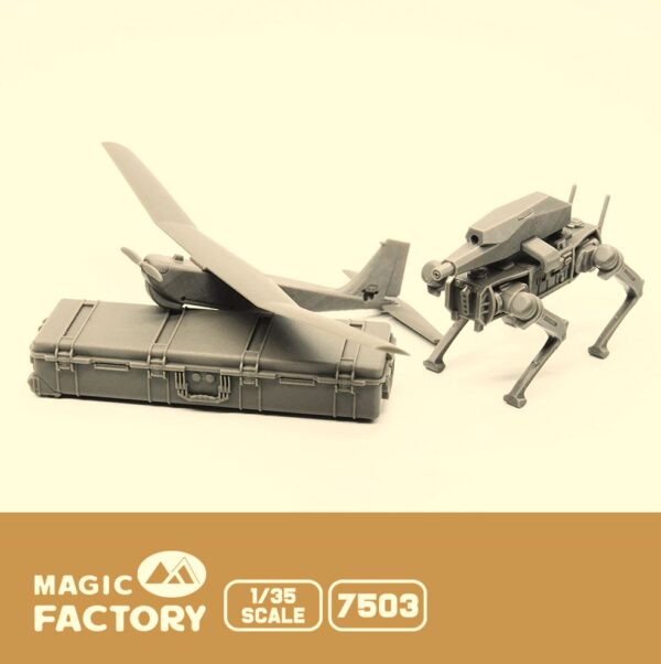 MAGIC FACTORY 7503 1/35 ARMED ROBOTS DOG AND RQ-20 UAV SET THFS