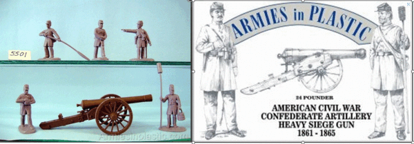 Armies In Plastic 5501 1/32 American Civil War Confederate Artillery Heavy Seige Gun 24lb ACW