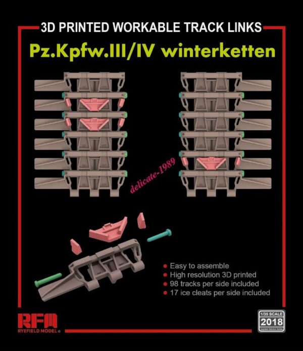 Rye field 2018 1/35 3D PRINTED WORKABLE TRACK LINKS Pz.Kpfw.III/IV winterketten THFS