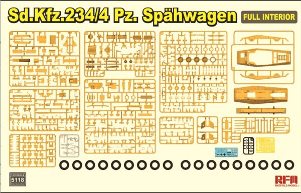 RYE FIELD 5118 1/35 SDKFZ 234/4 PZ. SPAHWAGEN WITH FULL INTERIOR - Image 3