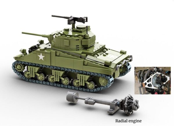 BUILD ARMY 1001 1/33 USA M4 Sherman Tank Brick Model with Interior Detail Overlord - Image 2