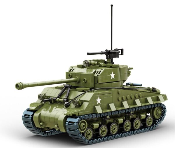 BUILD ARMY 1002 1/33 USA M4 Sherman M4A3E8 Easy Eight Brick Model with Interior Detail Overlord