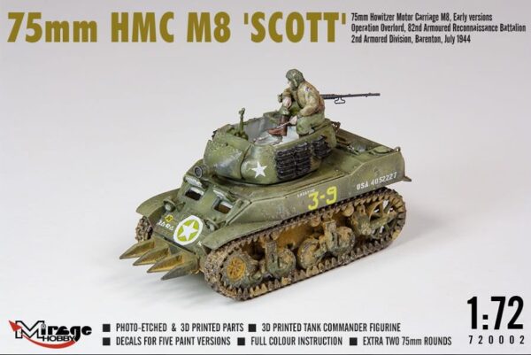 Mirage Hobby 720002 1/72 US Army 75mm HMC M8 Scott Overlord and West Wall - Image 3