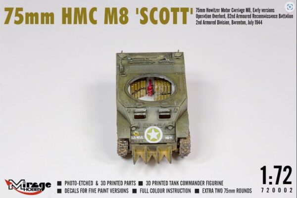 Mirage Hobby 720002 1/72 US Army 75mm HMC M8 Scott Overlord and West Wall - Image 4