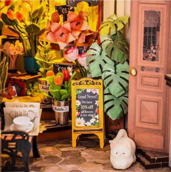 Rolife Floral Corner Book Nook DIY Miniature Dollhouse TGB09 - Image 2