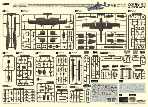 GREAT WALL HOBBY L7215 1/72 A10C THUNDERBOLT II  DUE MAY 2025 - Image 2