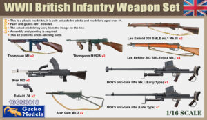 GECKO MODELS 16GM0018 1/16 WWII British Infantry Weapon Set Plastic Model Kit