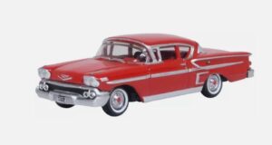 Oxford Diecast 87CIS58003 1:87 Scale Chevrolet Impala Sports Coupe Rio Red 1958