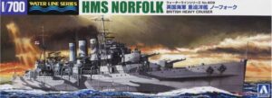 AOSHIMA 06744 1/700 WATERLINE ROYAL NAVY HMS NORFOLK HEAVY CRUISER MODEL KIT