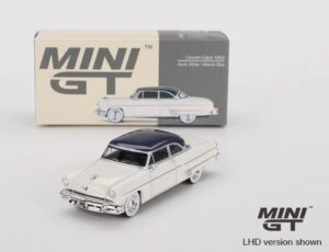 Mini GT 00631-L 1:64 Lincoln Capri 1954 Arctic White / Atlantic Blue LHD