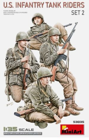 Miniart 53035 1/35 US Infantry Tank Riders Set 2 Figures PLASTIC MODEL KIT  WEST WALL ASSAULT ON THE SHINE