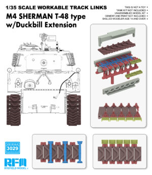 RYEFIELD MODEL RM3029 1/35 M4 Sherman T-48 Type Workable Tracks With Duckbill Extension Detail Up