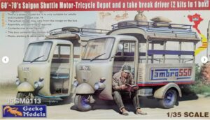 Gecko Models 35GM0113 - 1:35 2x 60'-70's Saigon Shuttle Motor-Tricycle + Figure