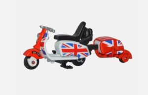 OXFORD DIECAST 76SC002 1/76 SCOOTER AND TRAILER UNION JACK