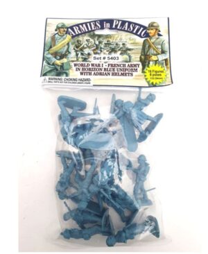 Armies in Plastic 5403 1/32 WWI French Army in Horizon Blue Uniforms with Adrian Helmets