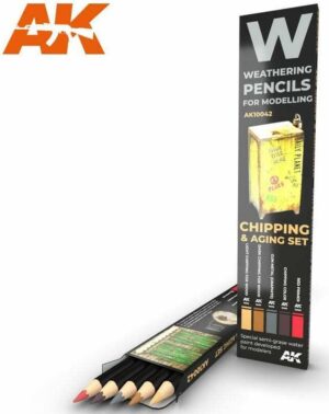 AK Interactive - 10042 Watercolour Weathering Pencil Set - Chipping / Aging