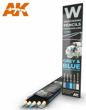AK Interactive AK10043 Grey & Blue Camo Weathering Pencils Shading & Effects Set
