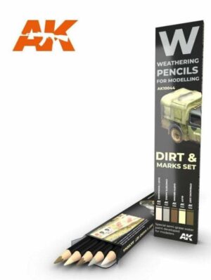 AK Interactive - AK10044 Weathering Pencil Set - Dirt & Marks. UK Seller