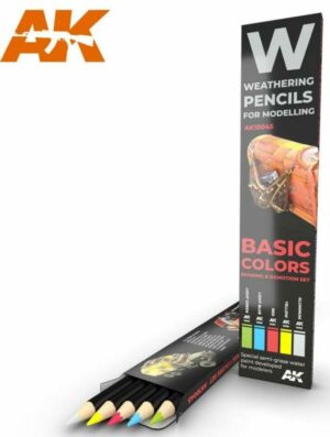 AK Interactive AK10045 Basic Colors Weathering Pencils Shading & Demotion Set