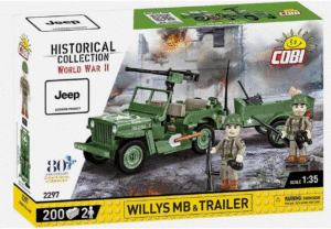 COBI 2297 1/35 Willys MB Jeep & Trailer HC WWII Brick Model 200pcs