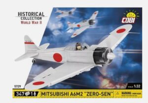 COBI-5729 1/32 WWII Mitsubishi A6M2 Zero-Sen Model Plane Building Bricks 347Pcs