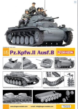 Dragon Models 75025 1/6 Scale Pz.Kpfw.II Ausf.B Plastic Model NO FIGURES