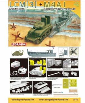 Dragon  1:72 LCM III Landing Craft and M4A1 Sherman with Deep wading kit D7516