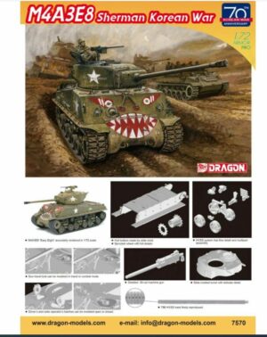 DRAGON  1:72 SHERMAN M4A3E8 "Easy Eight"Korean War model kit 7570