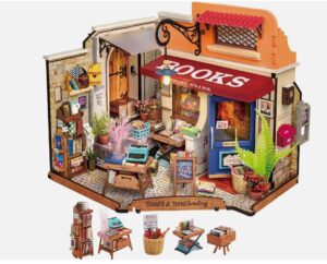 Rolife LED Miniature House Corner Bookstore DIY Wooden Craft Kit Gift DG164