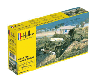Heller 79997 - 1:72 WW2 US Army Willys MB Jeep & Trailer Logistics and Support Overlord