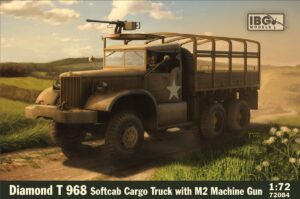 IBG 72084 1/72 Diamond T 968 Softcab Cargo Truck with M2 Machine Gun Model Kit Overlord Red Ball