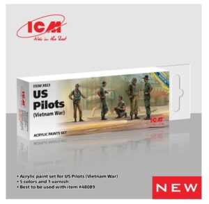 ICM 3023 Acrylic Paint Set 12ml For US Vietnam Helicopter Pilots 48089 Model Kit