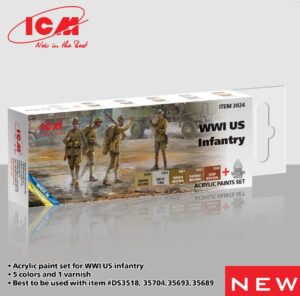 ICM 3024 Acrylic paint set for WWI US infantry