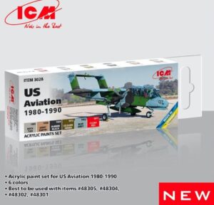 ICM 3028 US Aviation Acrylic Paint Set 6x12ml for 48305 Bronco Model Kit etc