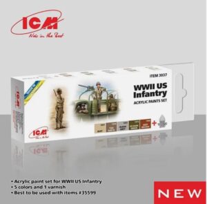 ICM 3037 - Acrylic Paint Set for WWII US Infantry 6 x 12 ML - New