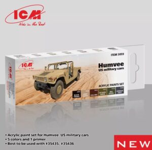 ICM 3059 Humvee US Military Cars Model Kit Acrylic Paint Set 6x12ml Bottles