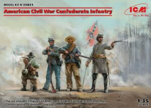 ICM 35021 1/35 Model Kit American Civil War Confederate Infantry (4 Figures)  ACW