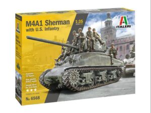 Italeri 1/35 WW2 US M4A1 SHERMAN 76mm TANK WITH INFANTRY FIGURES 6568 Overlord AND WEST WALL