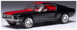 IXO CLC478 1:43 Scale Ford Mustang Fastback Black/Red 1967