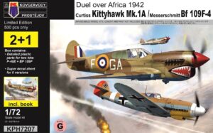 KOVOZAVODY PROSTEJOV KPH 7207 1/72 Kittyhawk Mk.1A & BF109 F-4 Book Included Plastic Model Kit