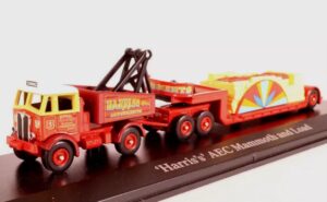 ATLAS 1/76 HU04 AEC MAMMOTH WRECK TRUCK/LOW LOADER TRAILER & LOAD HARRIS'S AMUSEMENTS