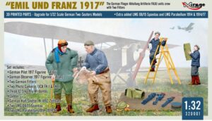 Mirage Hobby 320001 1/32 3D Printed Emil Und Franz 1917 The German Flieger Abteilung Artillerie FA(A) Units Crew With Two Fitters