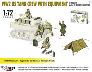 Mirage Hobby 720003 1/72 3D Printed WW2 US Tank Crew With Equipment For M8 Scott And Other US Motorised Howitzers West Wall
