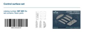 INFINITY MODELS 1/32 SB2C Helldiver Control Surfaces INF3201-5 THFS