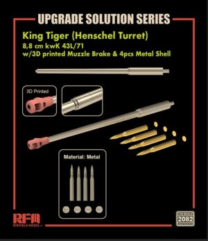 RYE FIELD 2082 1/35 Upgrade Solution for 1/35 King Tiger Metal Barrel 88mm 43L/71 plus 4 Shells  Overlord
