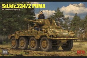 RYE FIELD 5110 1/35 SD.KFZ.234/2  Puma Armored Car with Engine Parts Overlord