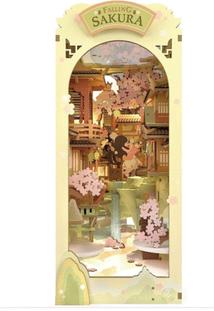 Rolife TGB05 Book Nook DIY Wooden Puzzle Craft kit Japanese Falling Sakura
